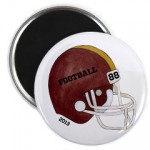 Personalized - Burgundy Football Helmet - Round Magnet