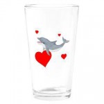 Dolphin Drinking Glass with Hearts