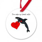 Personalized Killer Whale Ornament with Hearts