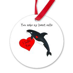 Personalized Killer Whale Ornament with Hearts