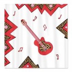 Red - Leopard Print - Guitar Shower Curtain